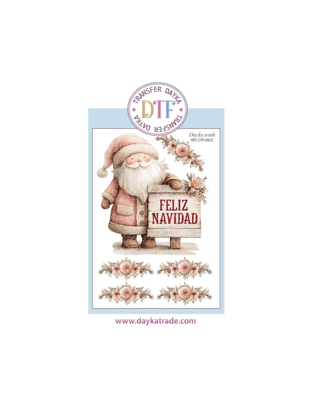  Transferencia textil papá Noel rosa