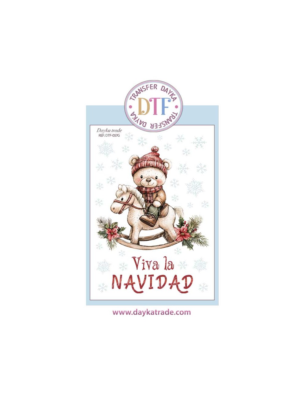 Transferencia textil osito en balancín Viva la Navidad