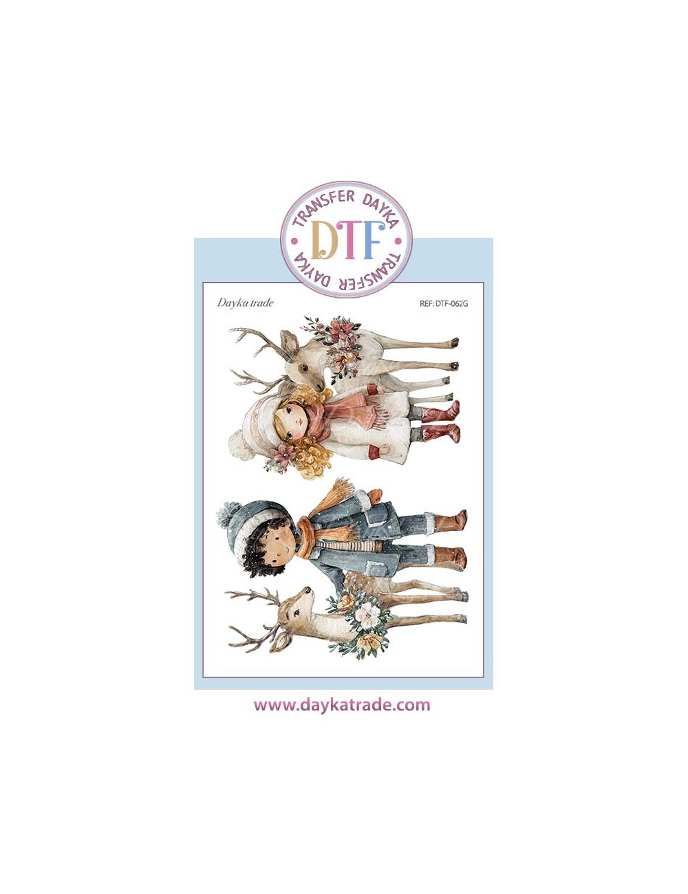  Transferencia textil con dibujos de niños con renos