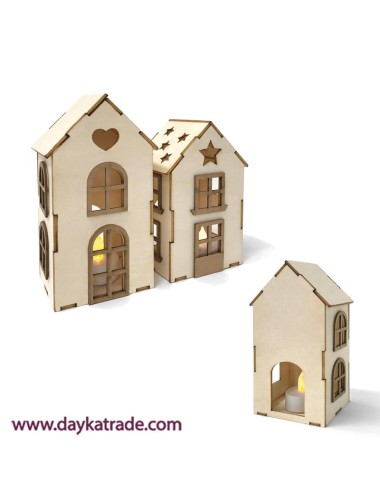 Casitas con luz set de dos