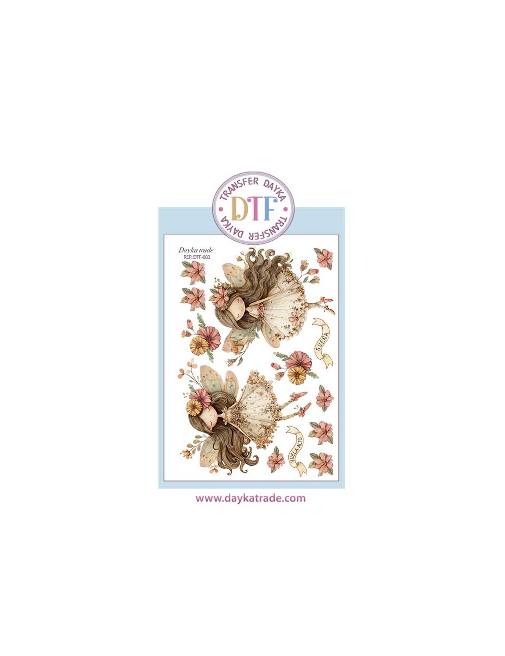 Trasferencia textil hadas con flores