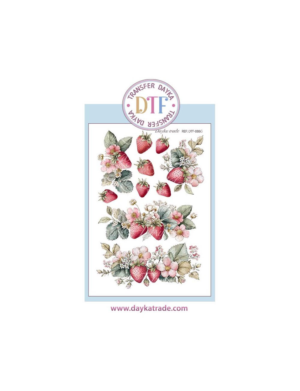 Trasferencia textil ramilletes de fresas, flores y hojas