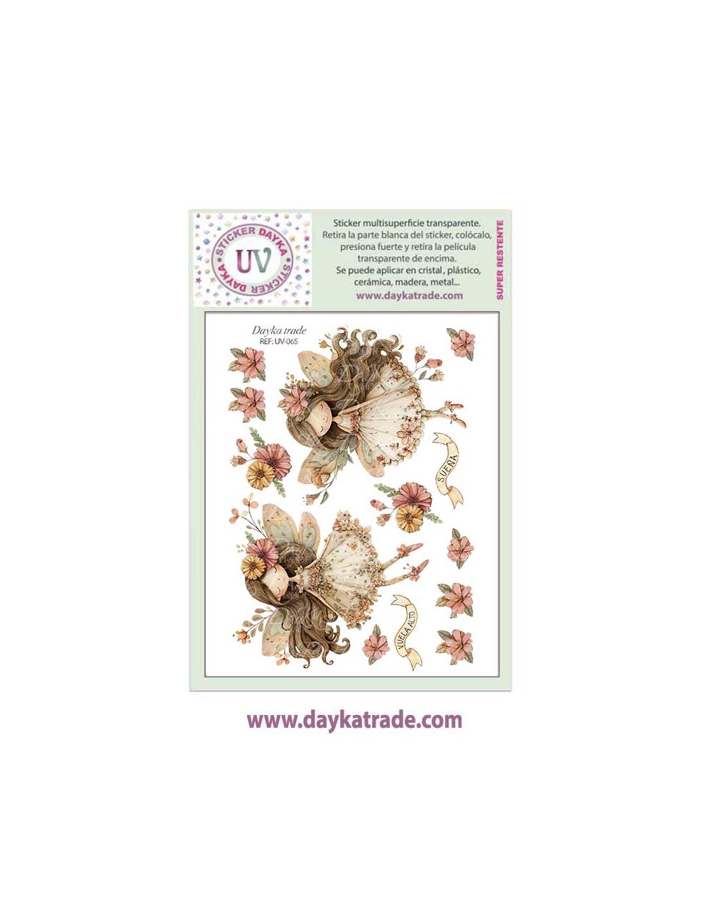 UV Sticker transparente con dibujo de hadas