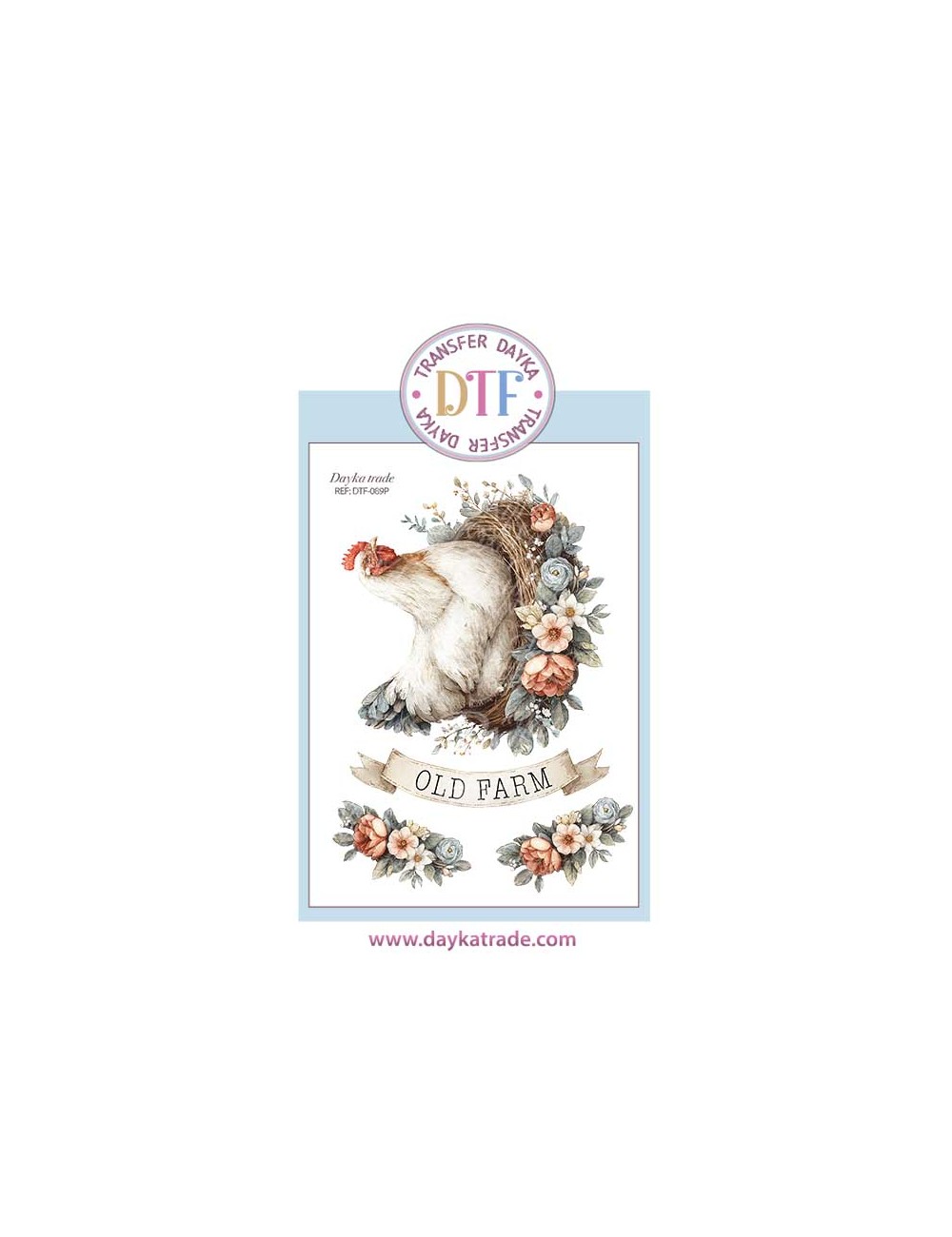 Trasferencia textil con dibujo de gallina