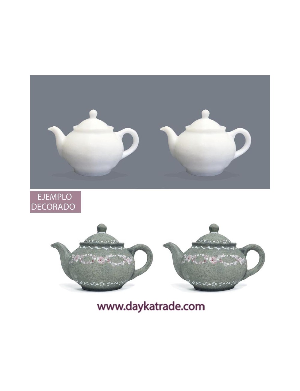 Set de 2 figuras de resina de tetera entera