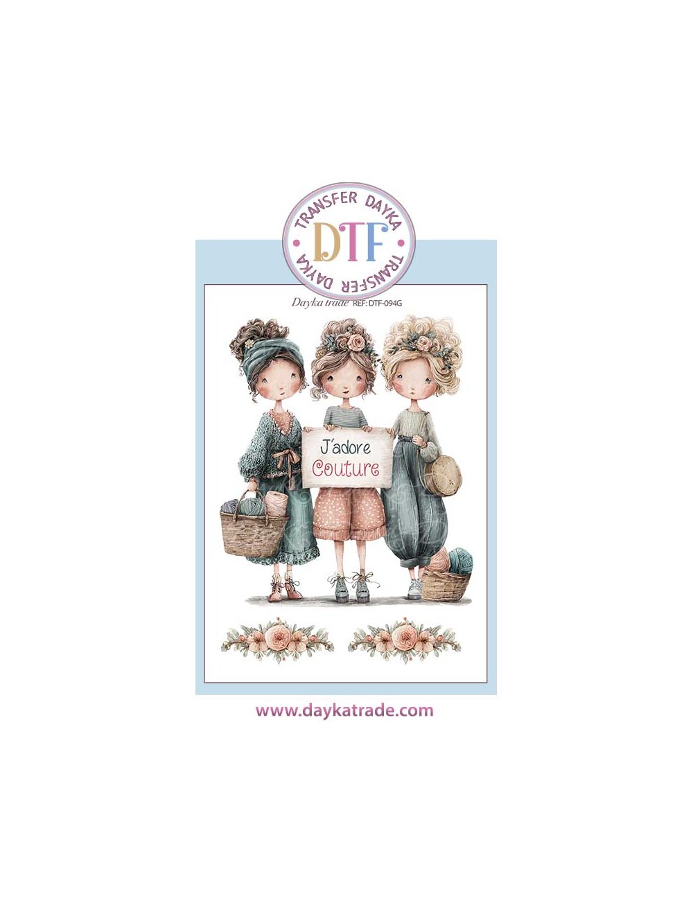Trasferencia textil con dibujo de chicas con cartel