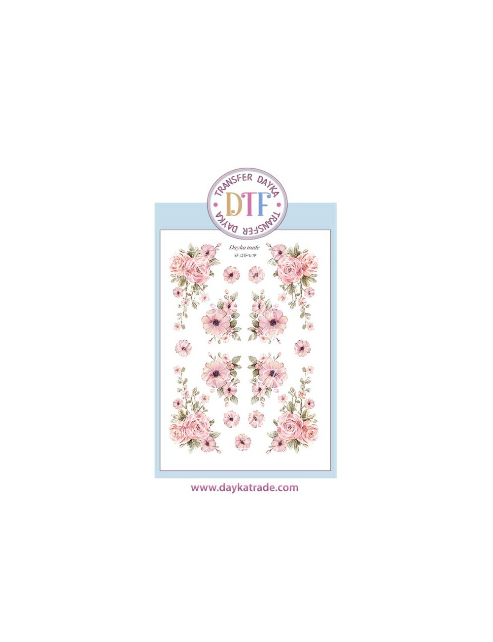 Trasferencia textil con dibujo flores rosas