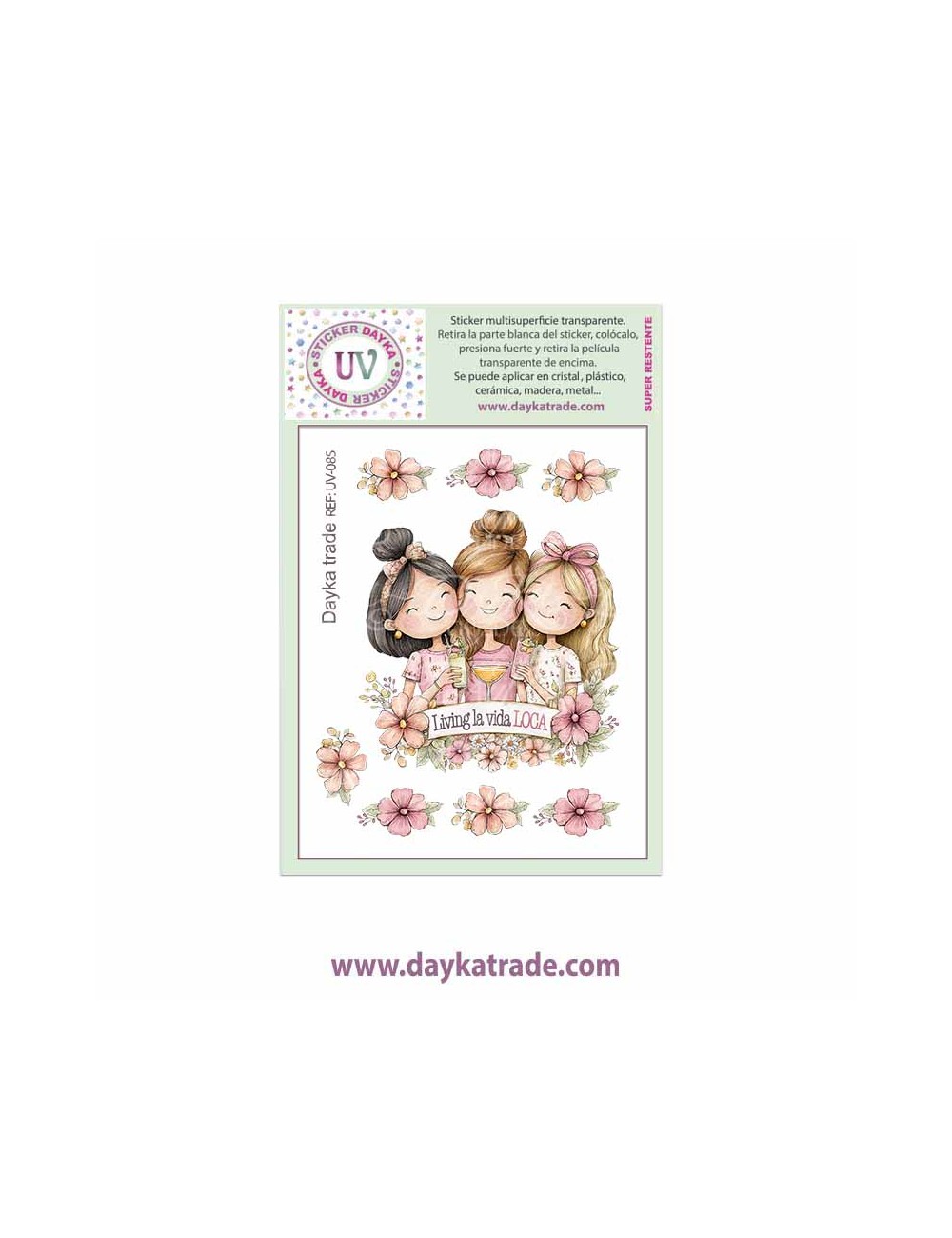 UV Sticker transparente con ilustración de chicas