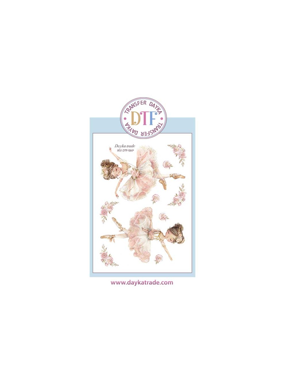 Trasferencia textil con dibujo de bailarinas rosas