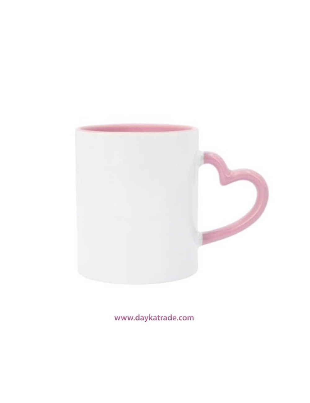 Taza blanca con interior y asa de corazón rosa