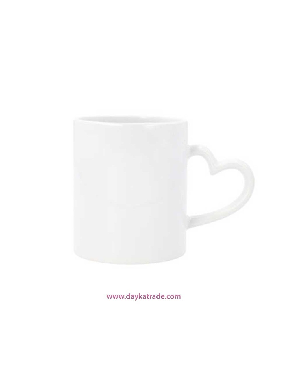 Taza blanca con asa de corazón blaca
