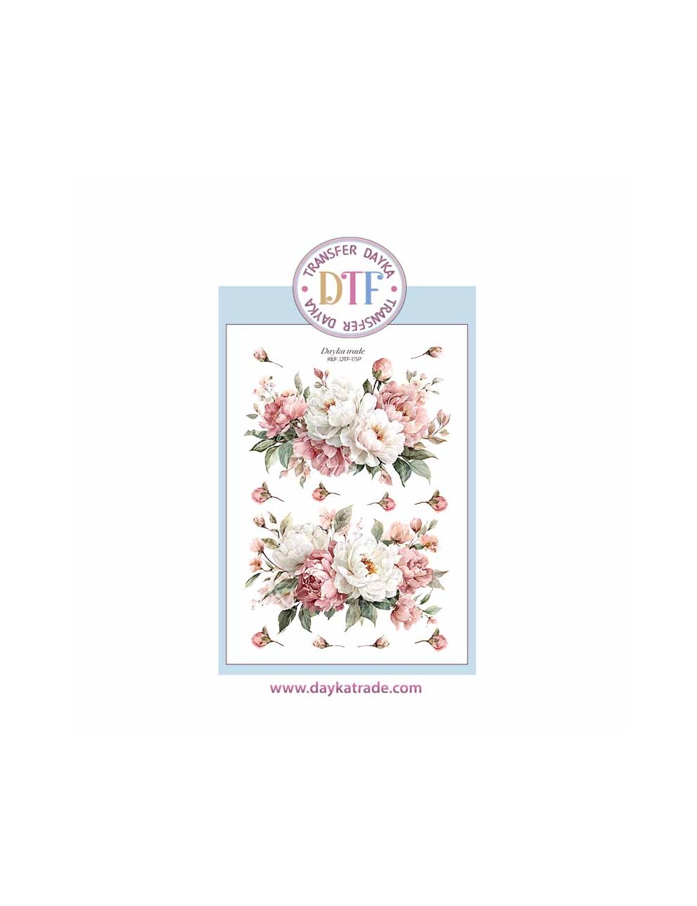 Trasferencia textil con dibujo florea en blanco y rosa