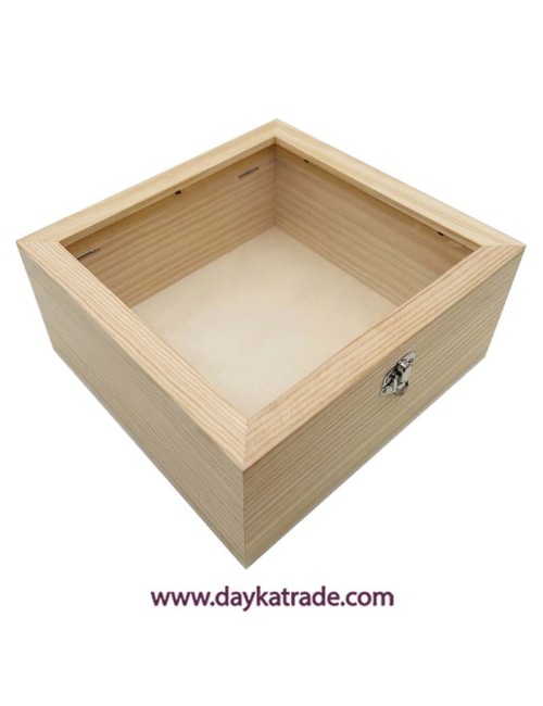 Caja con tapa de cristal cuadrada 23x23x10,5 cm