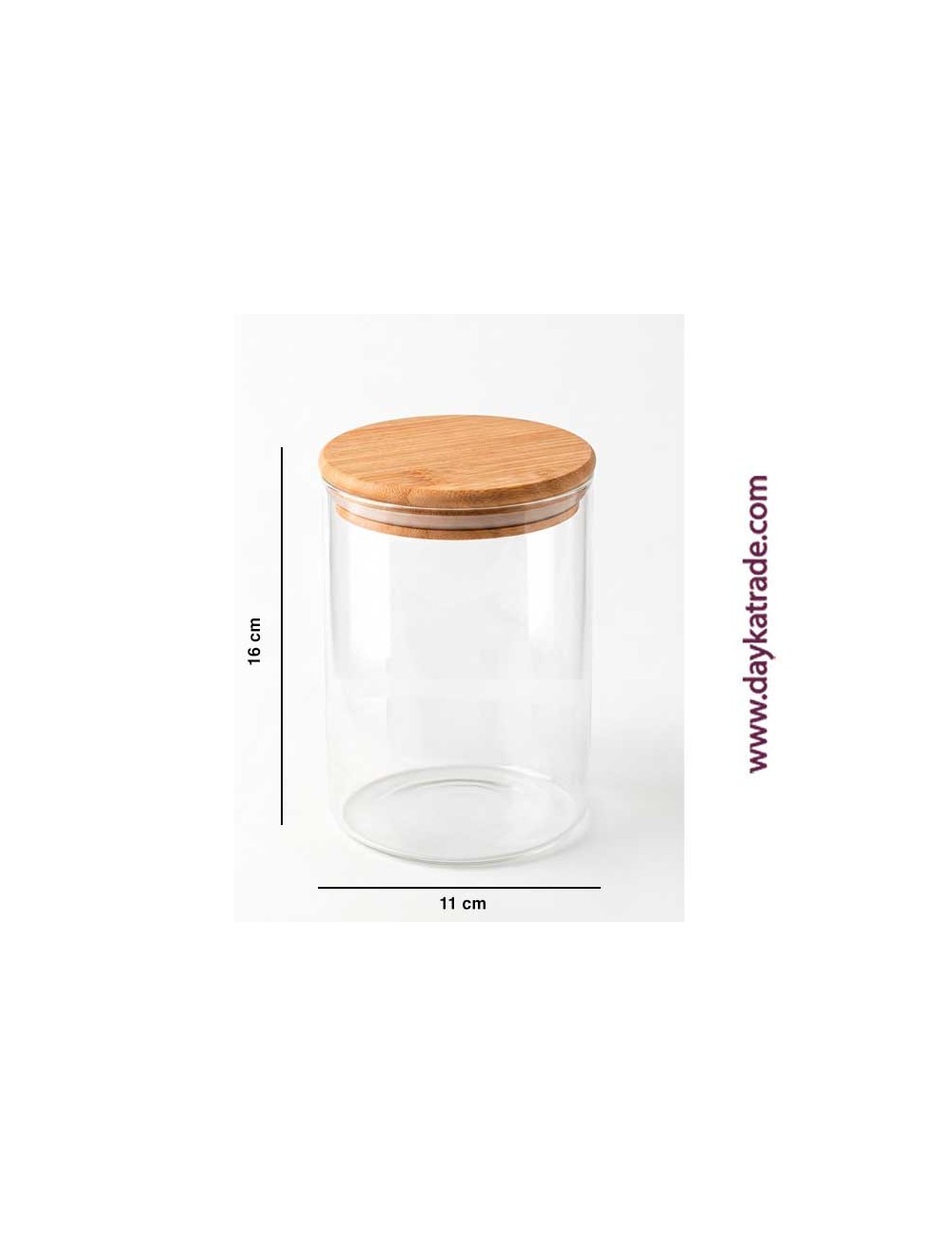 Tarro cristal con tapa bambú 11x16cm