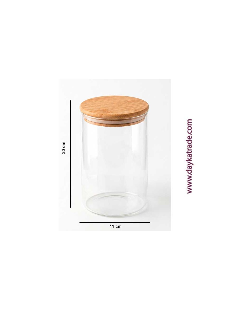 Tarro cristal con tapa bambú 11x20 cm