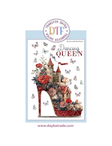 Trasferencia textil con dibujo de zapato texto "Dancing queen"