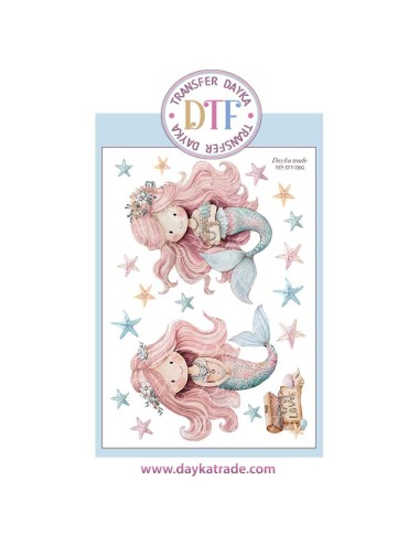 Trasferencia textil con dibujo de sirenas con estrellas de mar