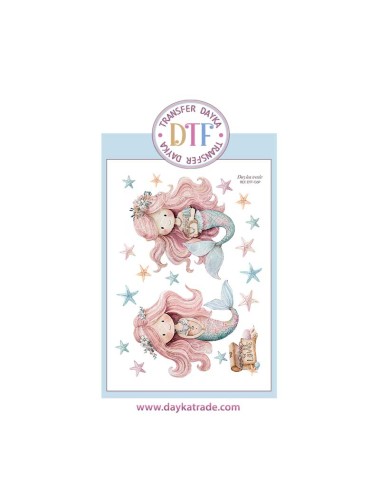 Trasferencia textil con dibujo de sirenas con estrellas de mar