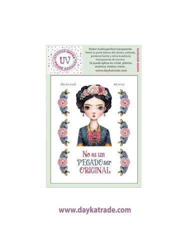 UV Sticker transparente de dibujo de chicas "no es pecado ser original"