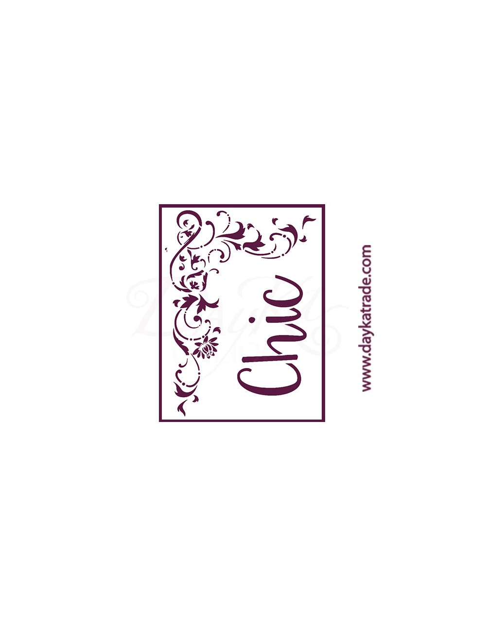 Stencil A4 dayka filigrana con el texto "chic"
