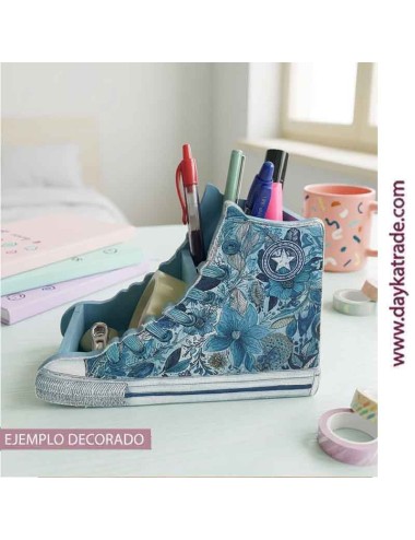 Cubilete zapatilla azul con dos departamentos