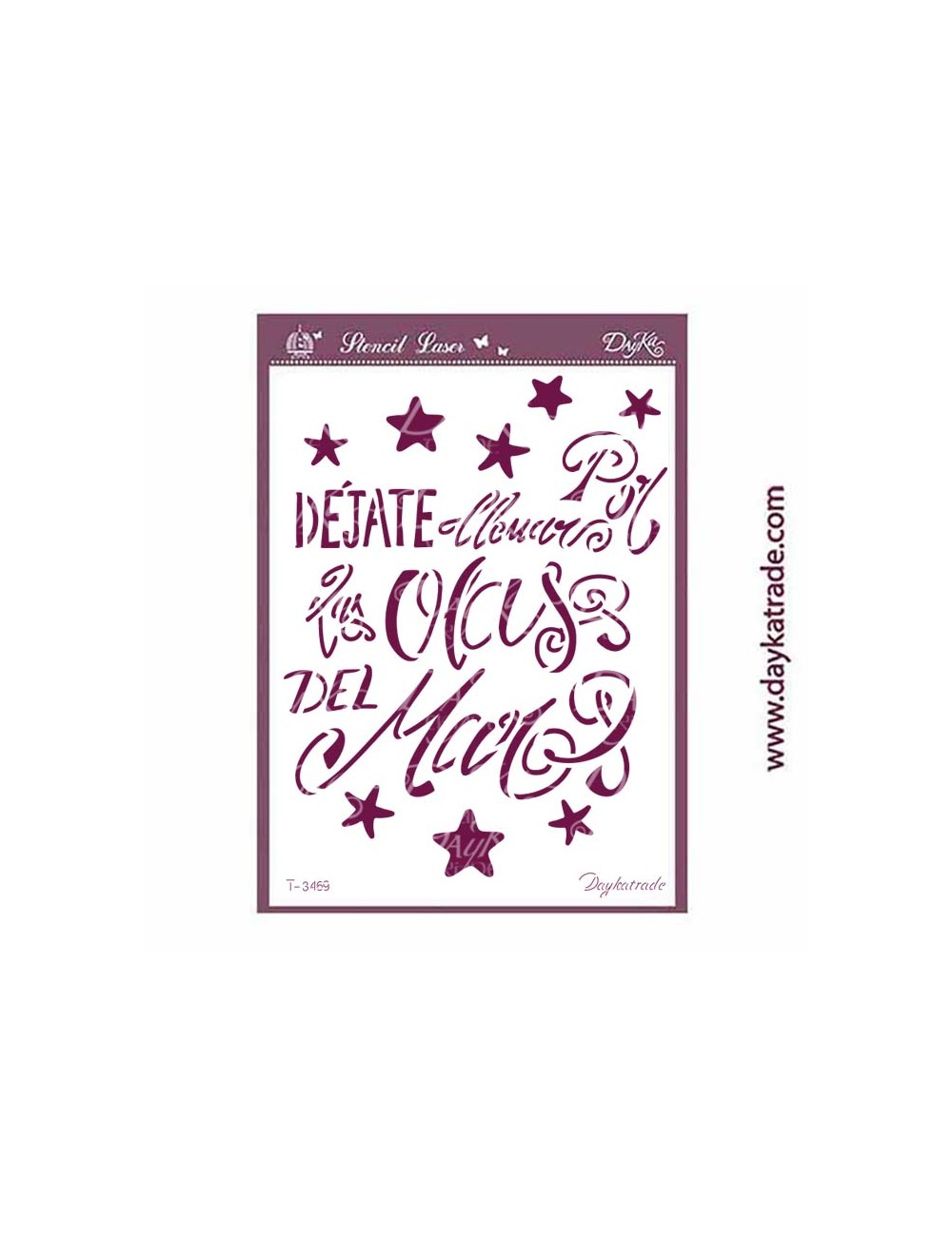 Stencil A4 dayka con texto "Déjate llevar por las olas del mar"