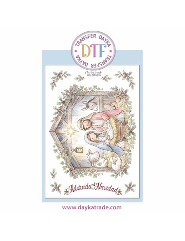 Dtf Dayka, trasferencia textil con dibujo Navideño de Belén