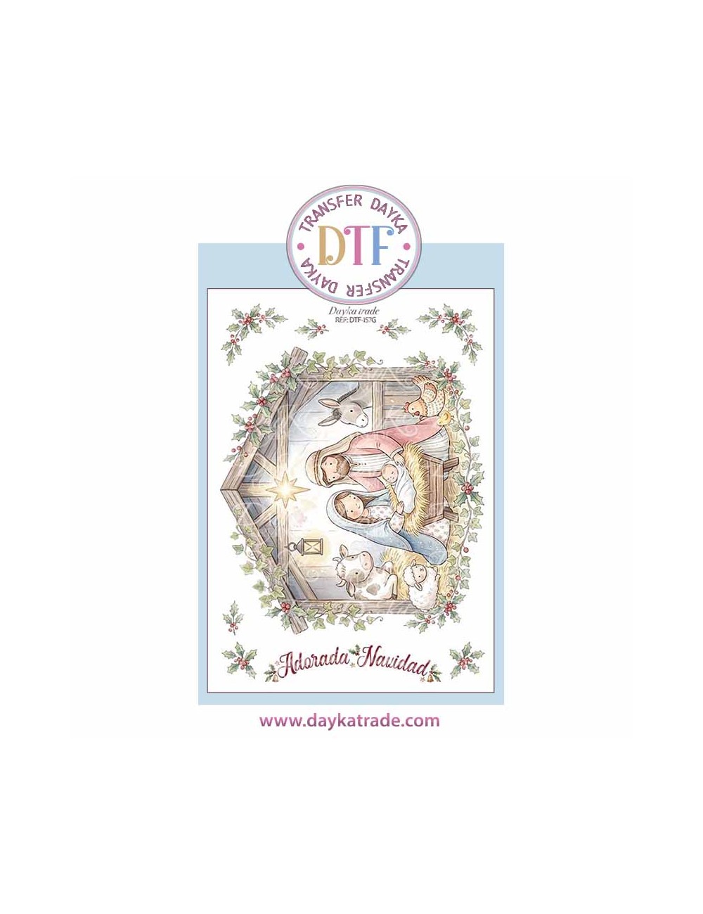 Dtf Dayka, trasferencia textil con dibujo Navideño de Belén