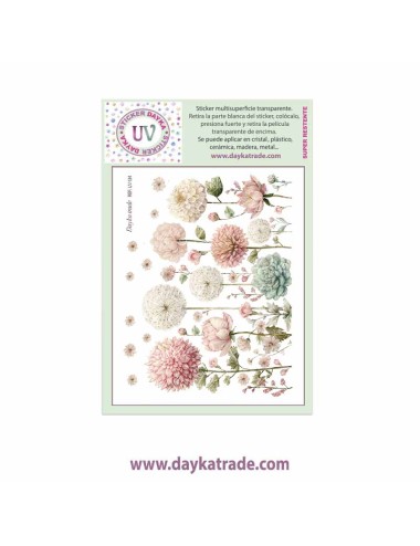UV Sticker transparente con dibujo de flores y abuelitos
