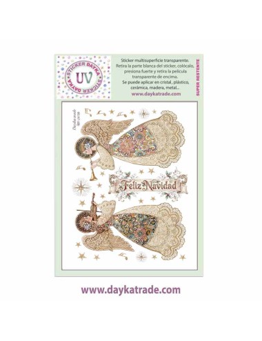 UV Sticker transparente con dibujo de Navidad de angelitas