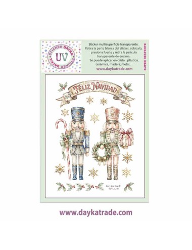 UV Sticker transparente con dibujo de Navidad de cascanueces con cartel de Feliz Navidad