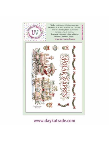 UV Sticker transparente con dibujo de Navidad de trn con Papá Noel