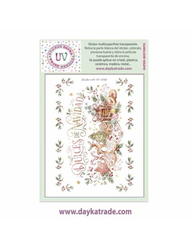 UV Sticker transparente con dibujo de Dulces de Navidad