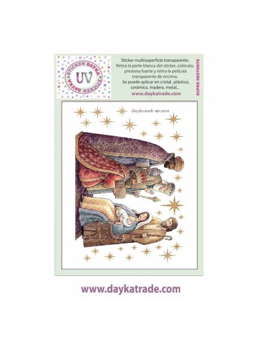 UV Sticker transparente con dibujo de Navidad de Belén  con Reyes Magos