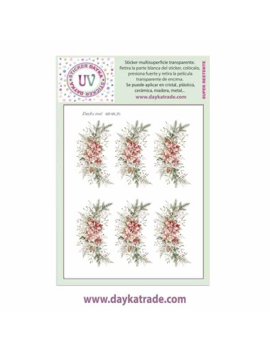 UV Sticker transparente con dibujo de Navidad de guirnaldas de flores