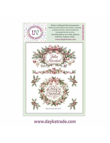 UV Sticker transparente con dibujo de carteles Feliz Navidad