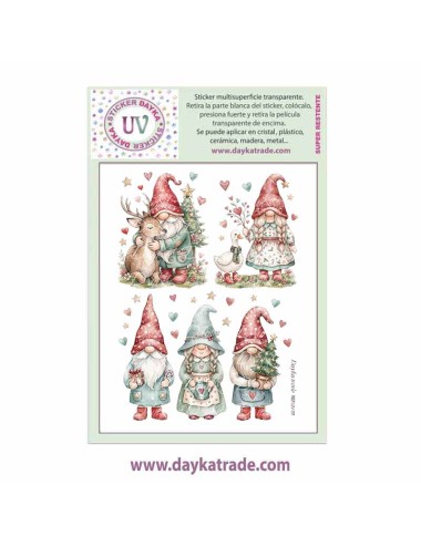 UV Sticker transparente con dibujo de Navidad de Gnomos