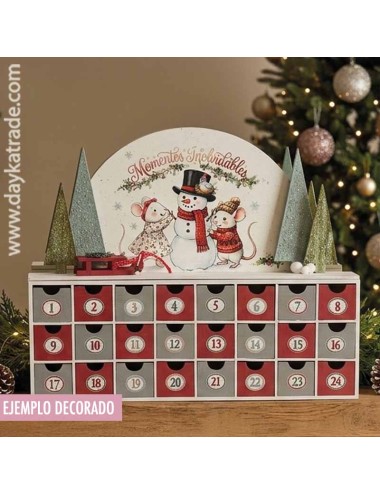 Calendario de adviento con cajones, siluetas y dtf