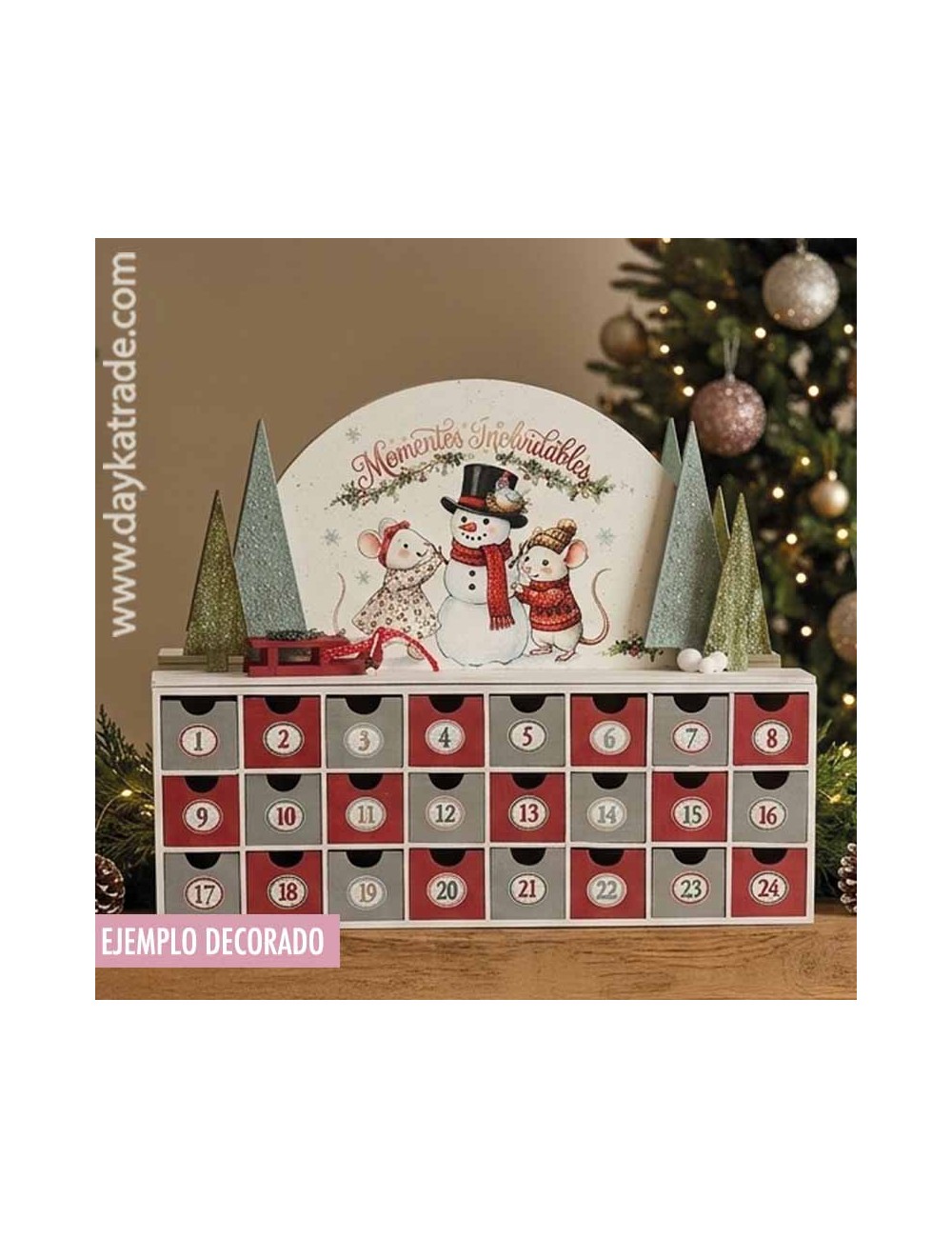 Calendario de adviento con cajones, siluetas y dtf