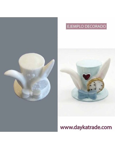 Sombrero resina Alicia, con orejas de conejo, reloj y lazo