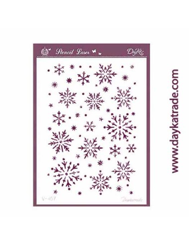 stencil A5 dayka copos de nieve y estrellas