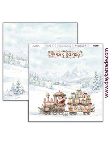 Papel scrap colección " Pide tu deseo en Navidad" Papá noel en tren "Polar Express"