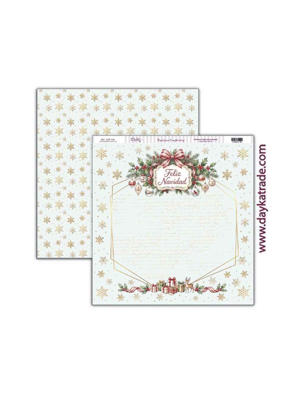 Papel scrap colección " Pide tu deseo en Navidad" cartel Feliz Navidad y regalos