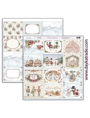 Papel scrap colección " Pide tu deseo en Navidad" tarjetas con ilustraciones