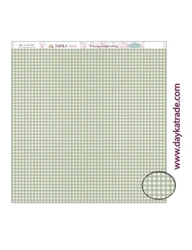 Tela para scrapbooking colección "Pide tu deseo en Nevidad" fondo de vichy verde y beige