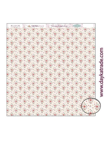 Tela para scrapbooking colección "Pide tu deseo en Nevidad" fondo de ramas con corazones y estrellas