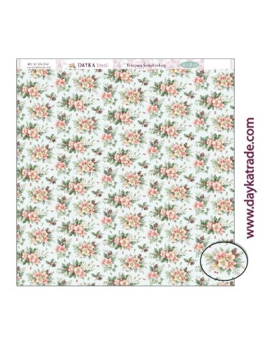 Tela para scrapbooking colección "Pide tu deseo en Nevidad" fondo de flores