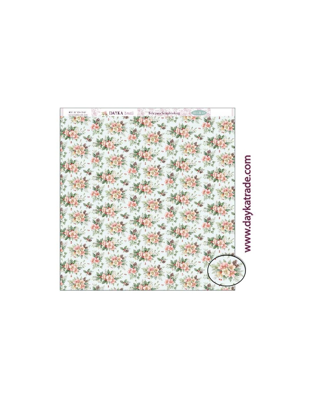 Tela para scrapbooking colección "Pide tu deseo en Nevidad" fondo de flores