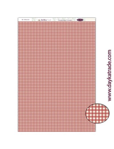 Tela para scrapbooking colección "Pide tu deseo en Navidad" fondo de cuadros vichy rojos y beiges