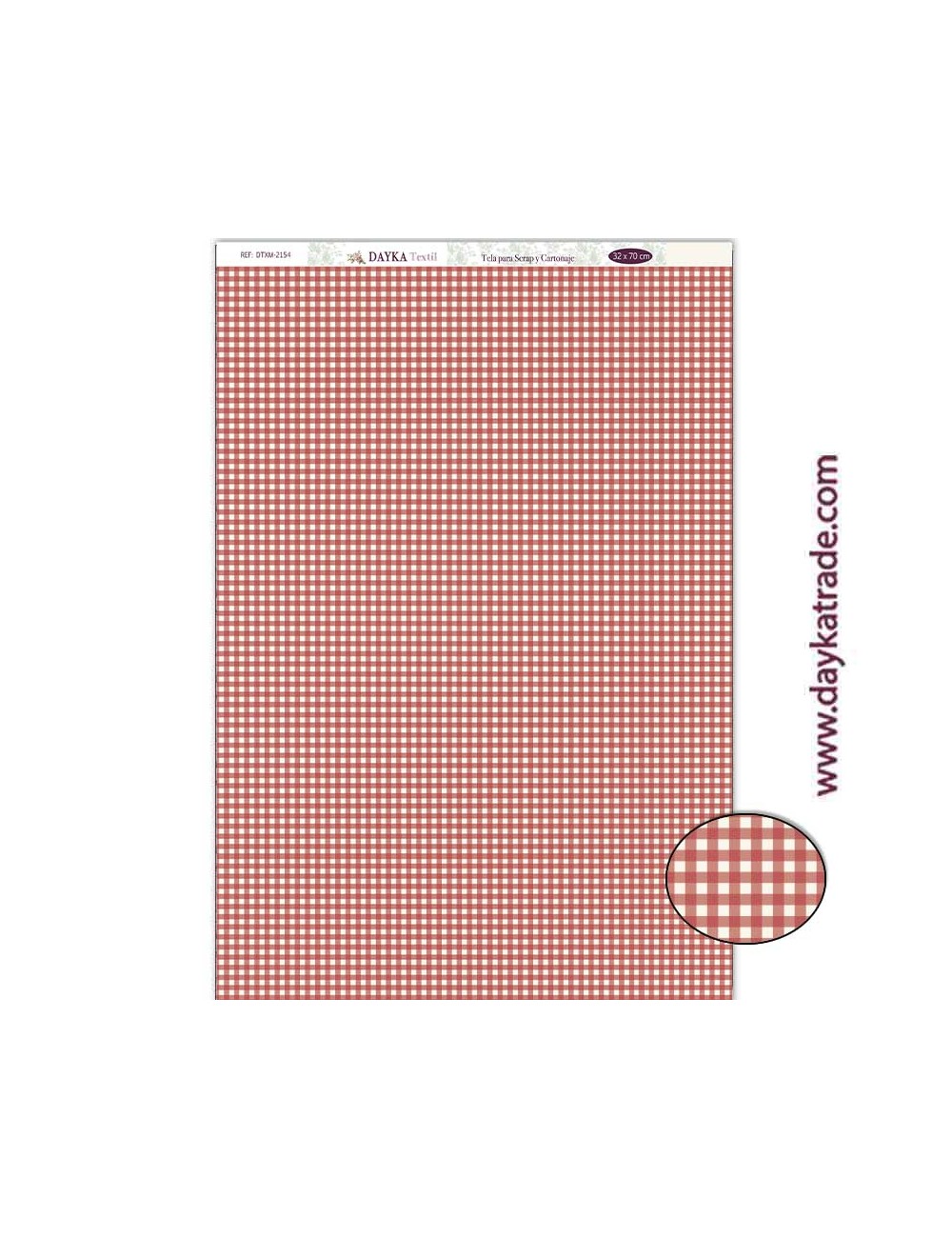 Tela para scrapbooking colección "Pide tu deseo en Navidad" fondo de cuadros vichy rojos y beiges